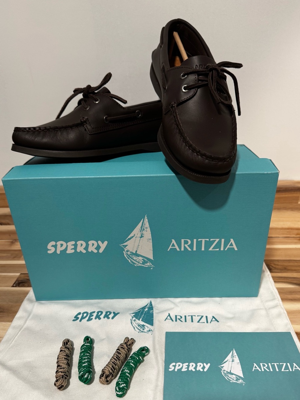 NIB Sperry x Aritzia Authentic Original Boat Shoe | Rich Mocha Brown Leather | 9